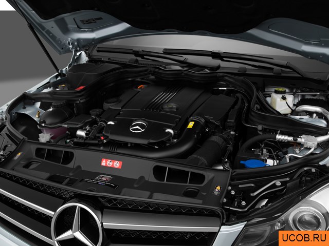 Coupe 2015 года Mercedes-Benz C-Class в 3D. Моторный отсек.