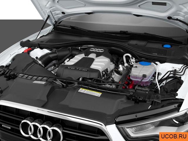 Sedan 2015 года Audi A6 в 3D. Моторный отсек.