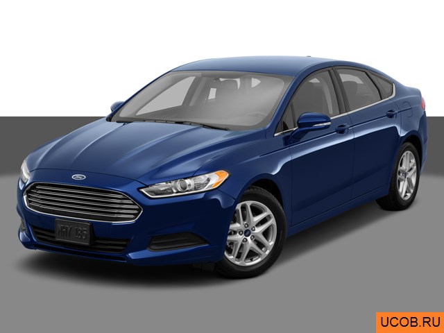 Sedan 2015 года Ford Fusion в 3D. Вид снаружи.